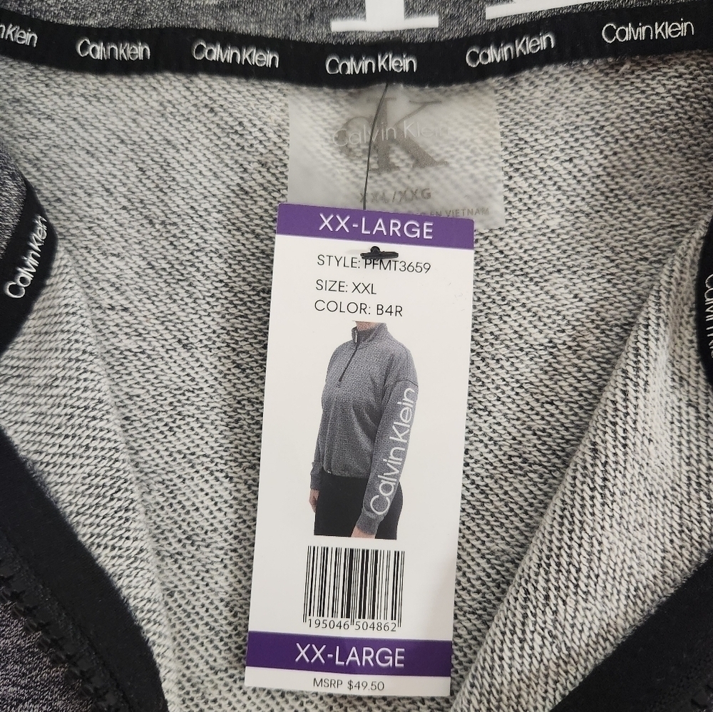 Calvin Klein Gray quarterzip cropped sweatshirt size XXL - Picture 9 of 13